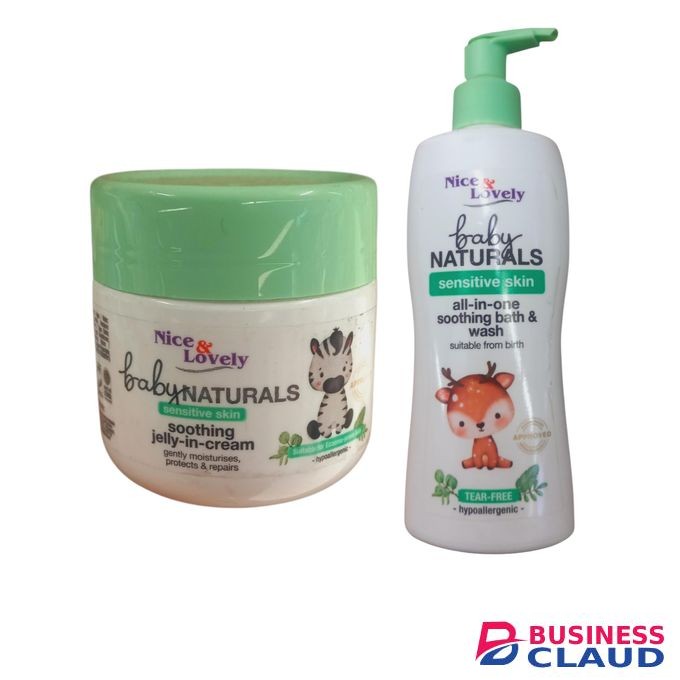 Nice &Lovely Baby Natural Sensitive Skin Soothing Jerry-in-Cream-1pc *250gms+Nice &Lovely All in One Baby Soothing Bath&Wash-1pc *300ml