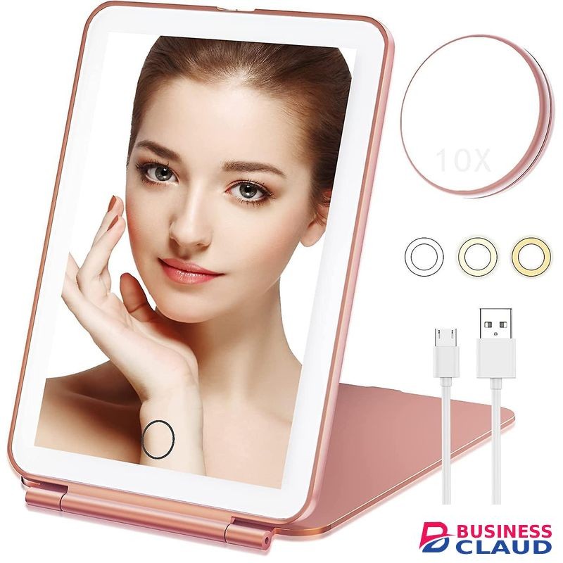 Rechargeable LED Travel Tablet Vanity Mirror – Portable Touch-Control Makeup Mirror