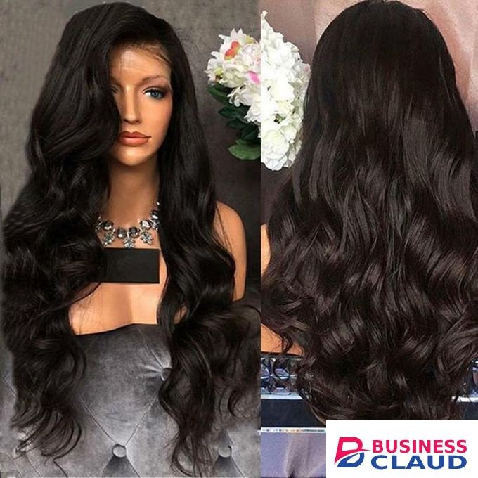 FBK WOMEN LONG CURLY HAIR BLACK BODY WAVE SYNTHETIC WIGS FOR LADIES GIFT