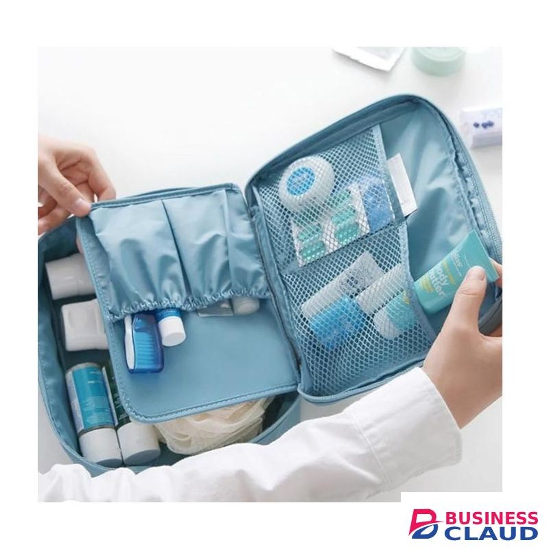 Multi-Compartment Travel Toiletry Organizer Bag - Waterproof Cosmetic Storage Case with Multiple Pockets (8.5" x 6.5" x 2")