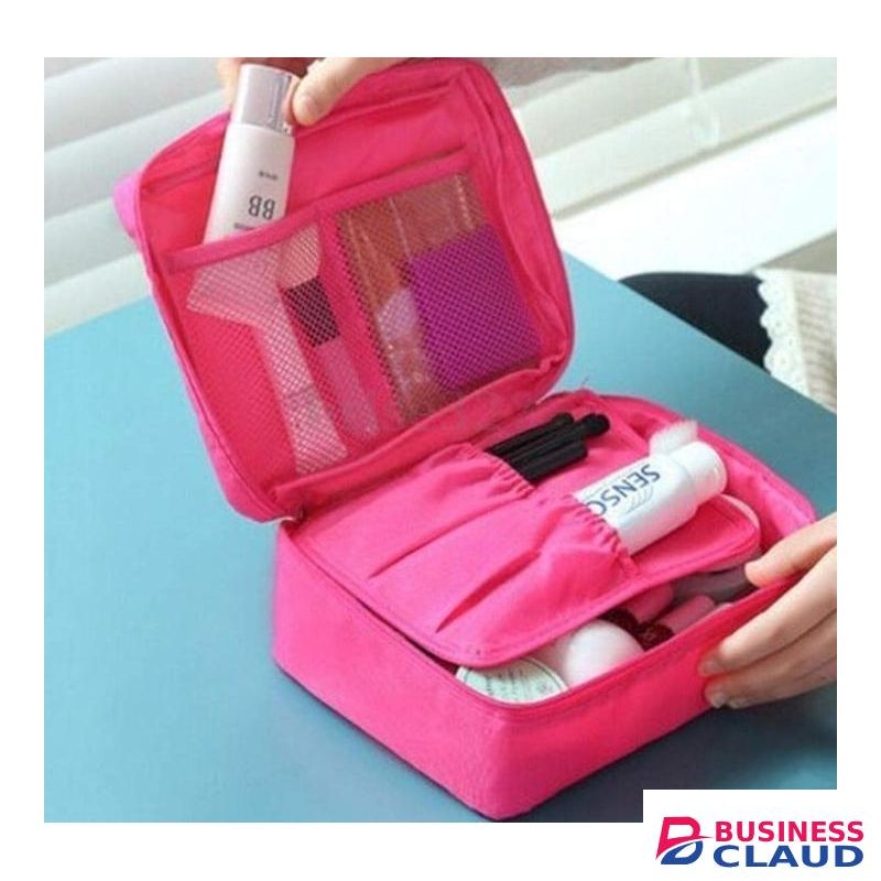Multi-Compartment Travel Toiletry Organizer Bag - Waterproof Cosmetic Storage Case with Multiple Pockets (8.5" x 6.5" x 2")