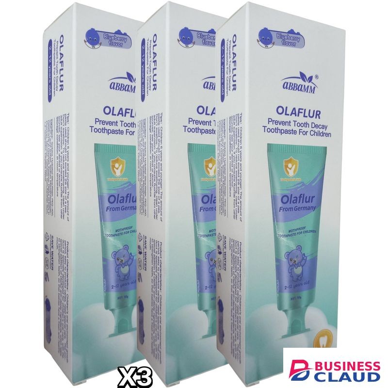 ABBAMM OLAFLUR From Germany TOOTHPASTE FOR CHILDREN- BLUEBERRY FLAVOUR 50G ×3