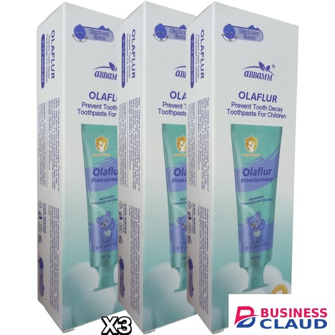 ABBAMM OLAFLUR From Germany TOOTHPASTE FOR CHILDREN- BLUEBERRY FLAVOUR 50G ×3