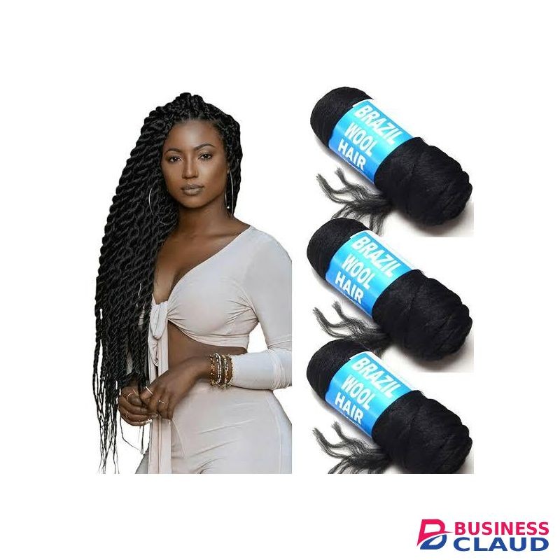 Brazilian Hair 3 pcs Black 100% Brazilian Wool Hair Twist/Faux Locs