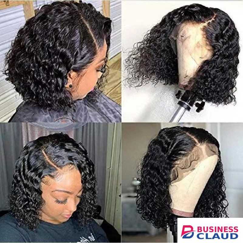 Women Wig Short Curly Hair With A Slight Parting Of Curls.