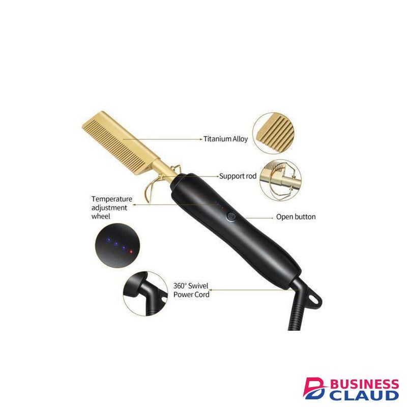 2 In 1 Electric Hot Comb Hair Straighter/Curler Flat Iron For Natural Hair & Wigs