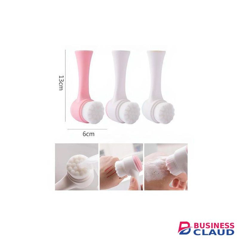 2 In 1 Silicone Face Brush for Women, Portable Manual Face Brush with Soft Bristles, Double-sided Ma-ssage Brush for Deep Clean Cosmetic Residue