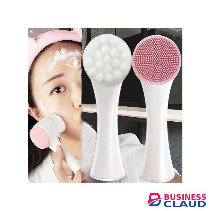2 In 1 Silicone Face Brush for Women, Portable Manual Face Brush with Soft Bristles, Double-sided Ma-ssage Brush for Deep Clean Cosmetic Residue