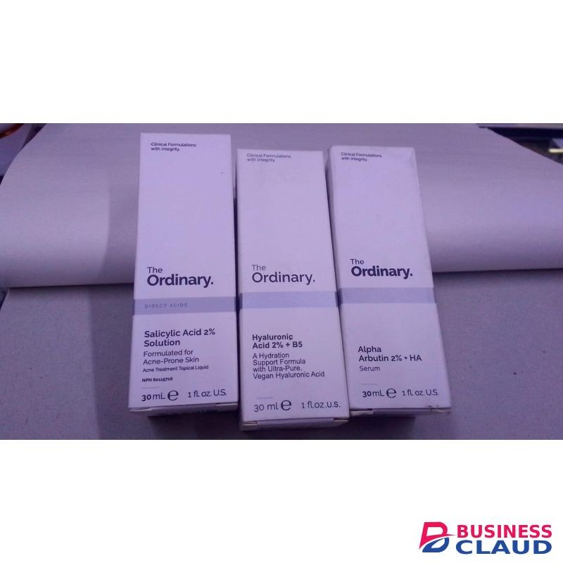 The Ordinary serum, salicylic acid acne treatment, hyaluronic acid hydration serum