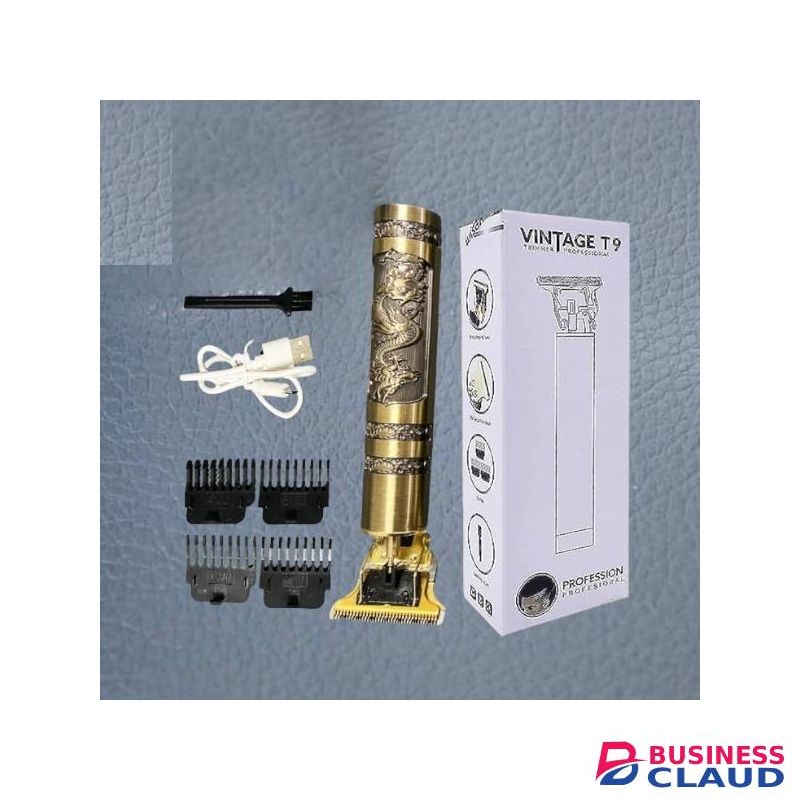 T9 Dragon Long Lasting USB Rechargeable Metal Hair Clipper Trimmer-Gold