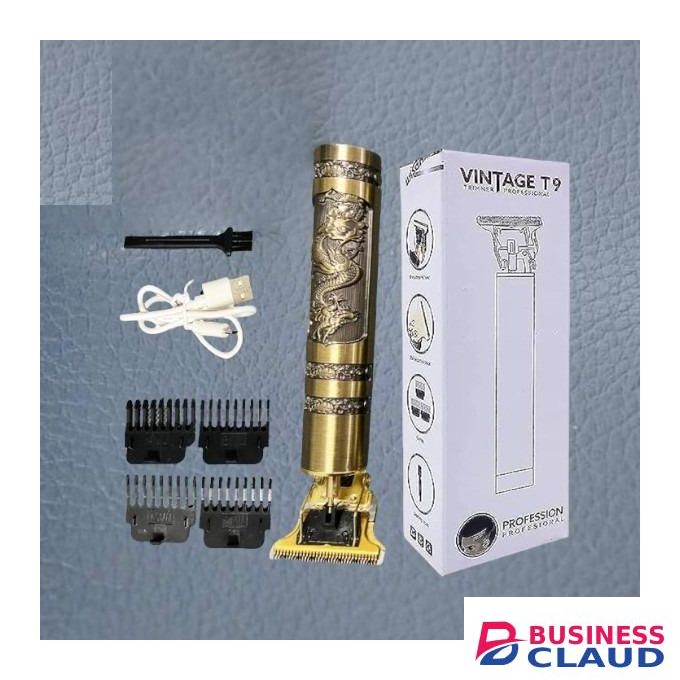 T9 Dragon Long Lasting USB Rechargeable Metal Hair Clipper Trimmer-Gold