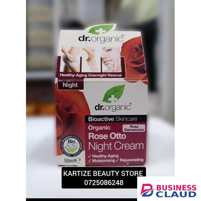 Dr. Organic Rose Otto Night Cream -50ml-Hydrates and revitalises skin overnight -Helps improve skin tone and texture