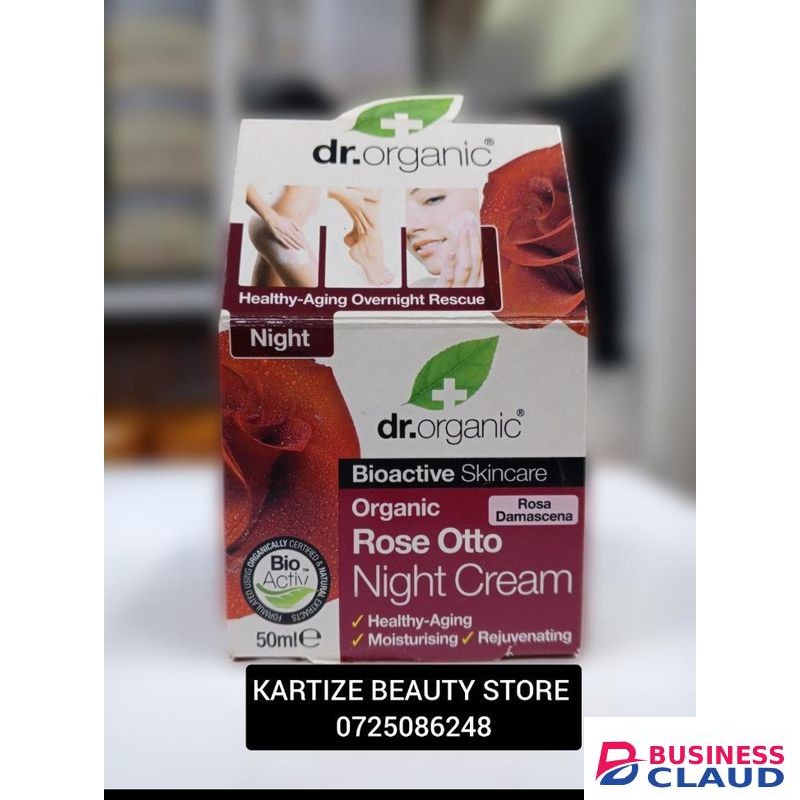Dr. Organic Rose Otto Night Cream -50ml-Hydrates and revitalises skin overnight -Helps improve skin tone and texture