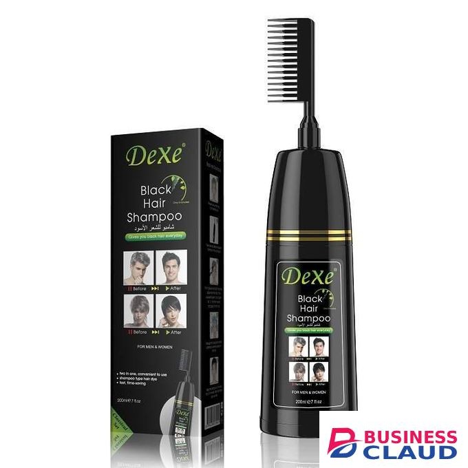 Dexe 200ml Black Hair Dye Shampoo- Instant Black Hair Shampoo for Men Women/ Black Hair Color/ Simple to Use/ Long Lasting- Fast Acting/ Natural Ingredients