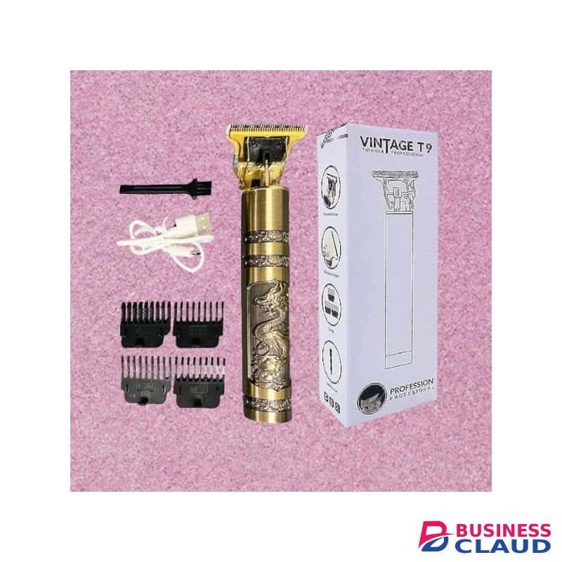Built-in Battery Professional Vintage T9 Golden Dragon Metal Rechargeable Electric Hair Clipper Trimmer Machine