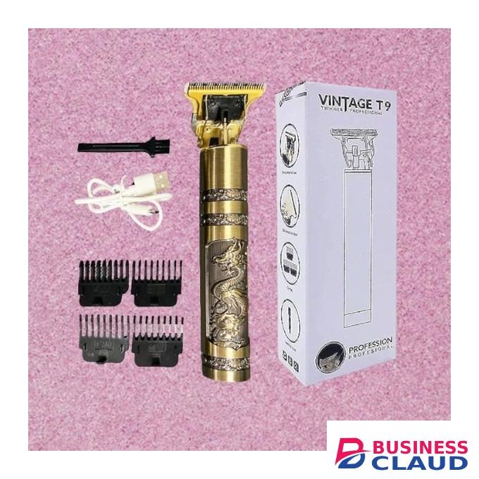 Built-in Battery Professional Vintage T9 Golden Dragon Metal Rechargeable Electric Hair Clipper Trimmer Machine