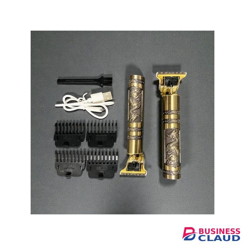 T9 Dragon Portable USB Rechargeable Hair Clipper Trimmer Cordless Shaving Machine -Gold