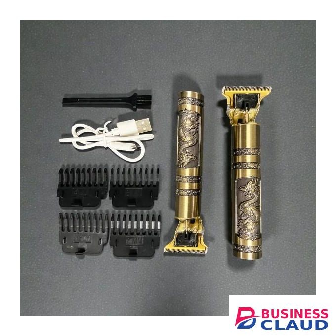 T9 Dragon Portable USB Rechargeable Hair Clipper Trimmer Cordless Shaving Machine -Gold