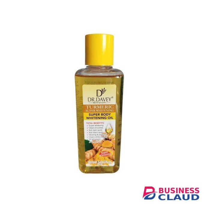 Dr. Davey TURMERIC Super Body Whitening Oil. Clears Dark Knuckles, Fades Dark Spots, Black Spots, Clears White Patches, Glows, Polishes, Moisturizes, Nourishes, Tightens, Brightens, Smooths & Softens