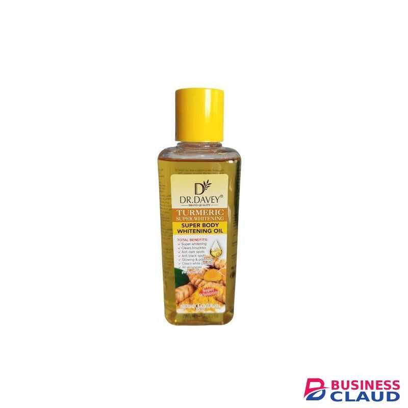 Dr. Davey TURMERIC Super Body Whitening Oil. Clears Dark Knuckles, Fades Dark Spots, Black Spots, Clears White Patches, Glows, Polishes, Moisturizes, Nourishes, Tightens, Brightens, Smooths & Softens