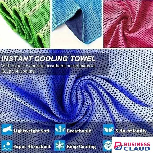 Cooling Towels, Microfiber Chilly Towels Soft Breathable Gym Ice Towel for Workout, Yoga, Sport, Silicone Set Travel Sweat Towels Fast Drying Lightweight Cooling Neck Wraps