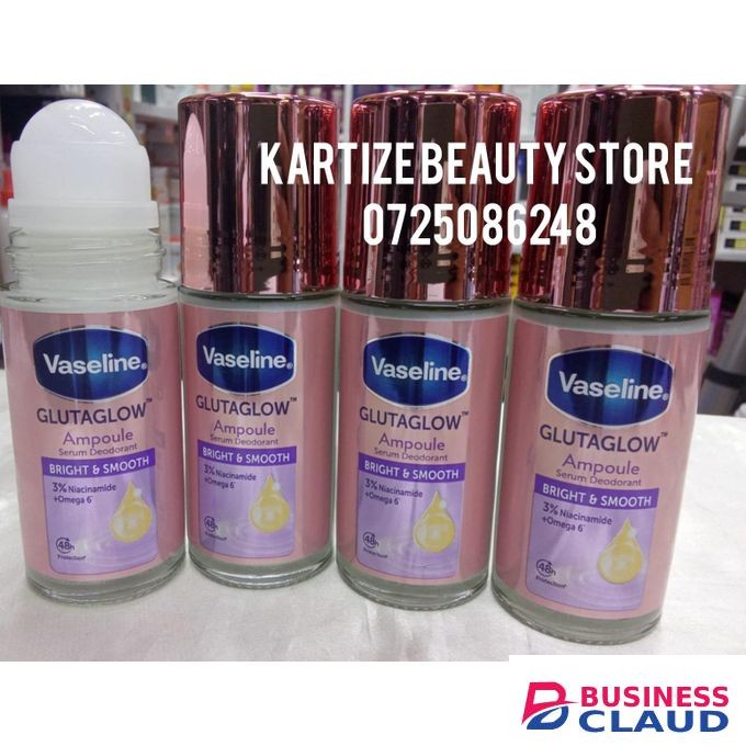 Vaseline Gluta Glow Ampoule Serum Deodorant Bright & Smooth Niacinamide And Omega 3 Roll On