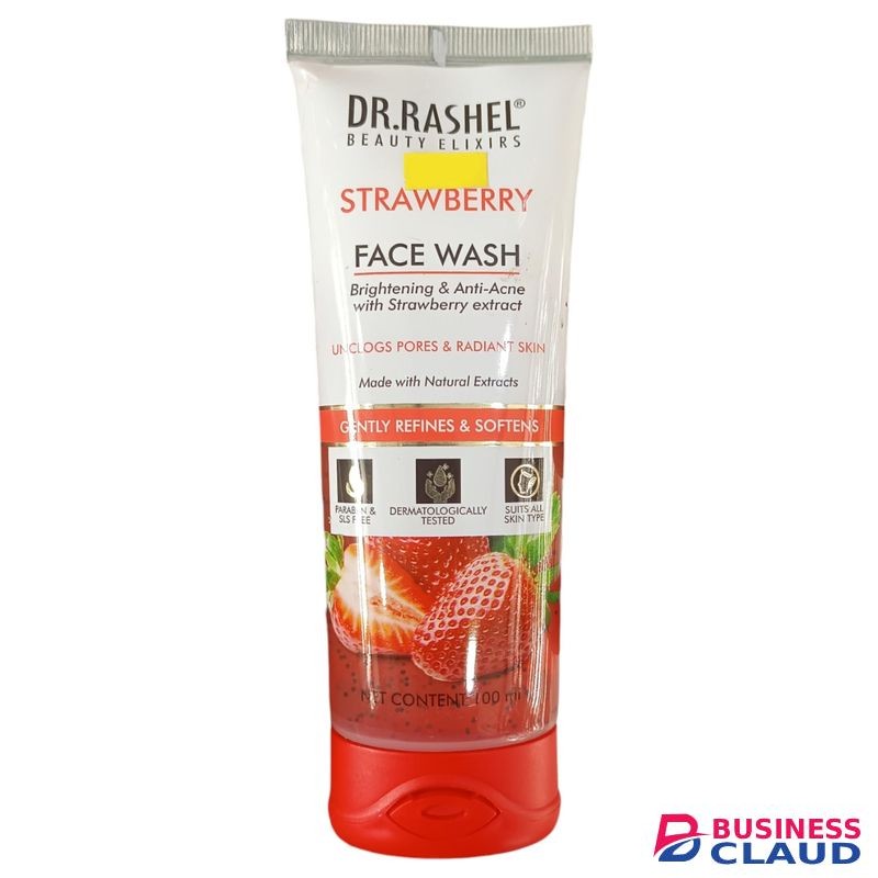 DR RASHEL Beauty Elixirs STRAWBERRY FACE WASH, Unclogs Pores & Radiant Skin, Gently Refines & Softens nk