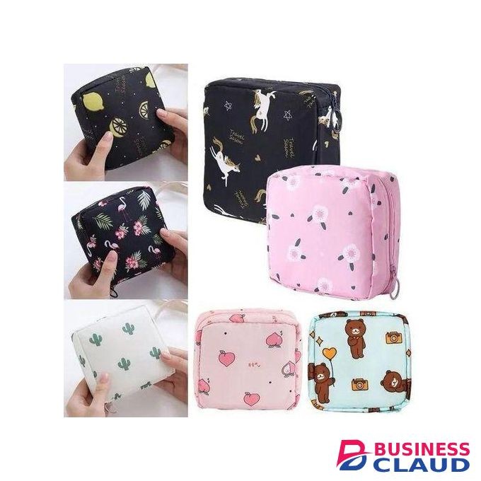 New Sanitary Pad Bag Travel Sanitary Storage Pouch Bag Coins Purse Tampon Holder Portable Pouch With Zipper Portable Cosmetic Storage Bags - 1PC