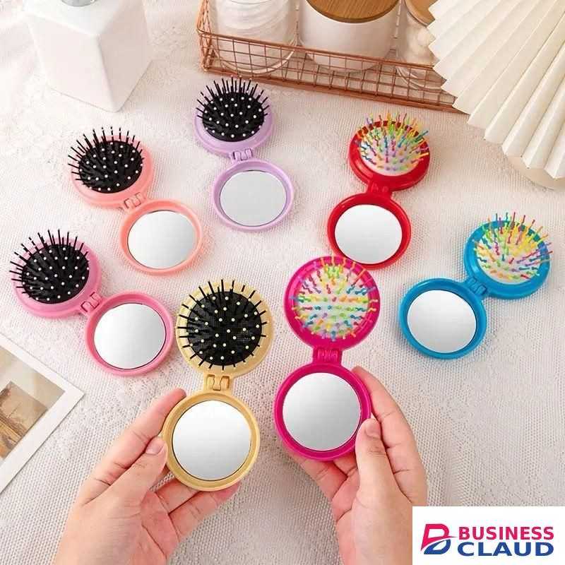 Folding Comb Mirror Mini Pocket Haircomb Folding Massager Hair Brush Round Hair Comb With Mirror Folding Hairbrush Women Beauty