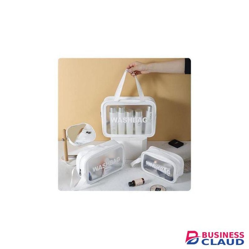Clear 3Pcs Portable PVC Waterproof Cosmetic Bags
