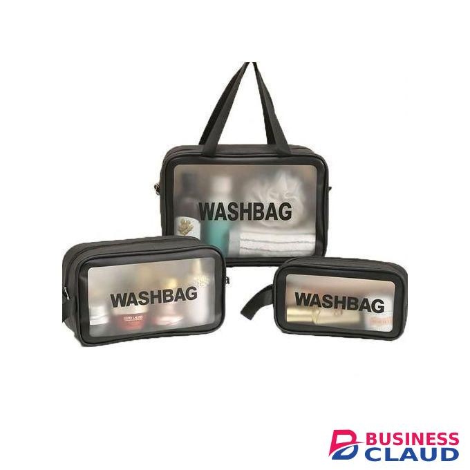 Clear 3Pcs Portable PVC Waterproof Cosmetic Bags