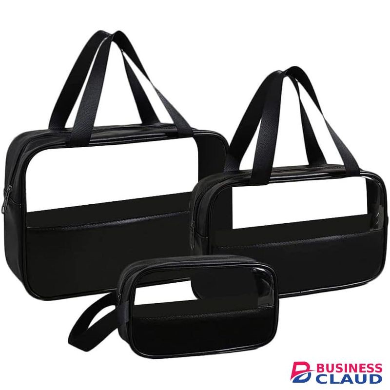 Clear Makeup & Toiletry Organizer Bag (Black & Pink)