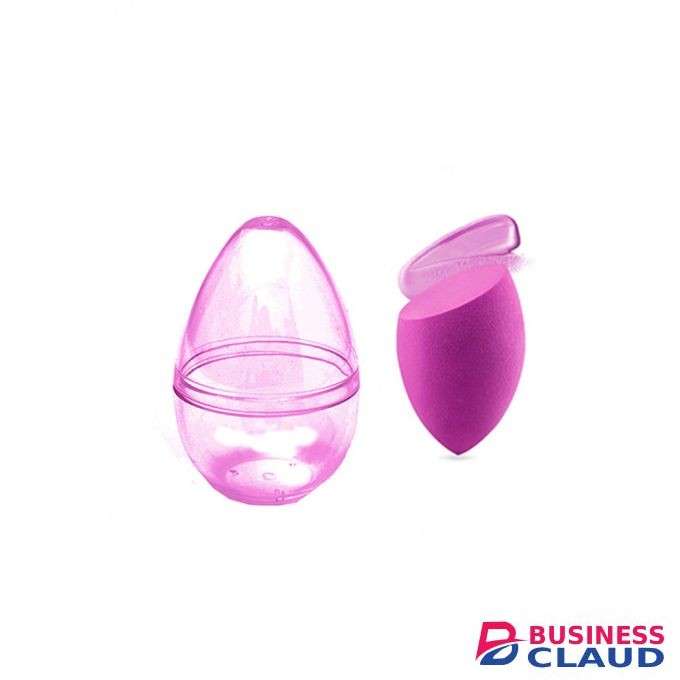 Miniso Slanted Makeup Sponge With Transparent Travel Case - Fuchsia
