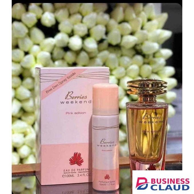 Fragrance World Berries Weekend Perfume 100ml. A Sweet Fruity And Floral Fragrance. Comes With Free Deo.