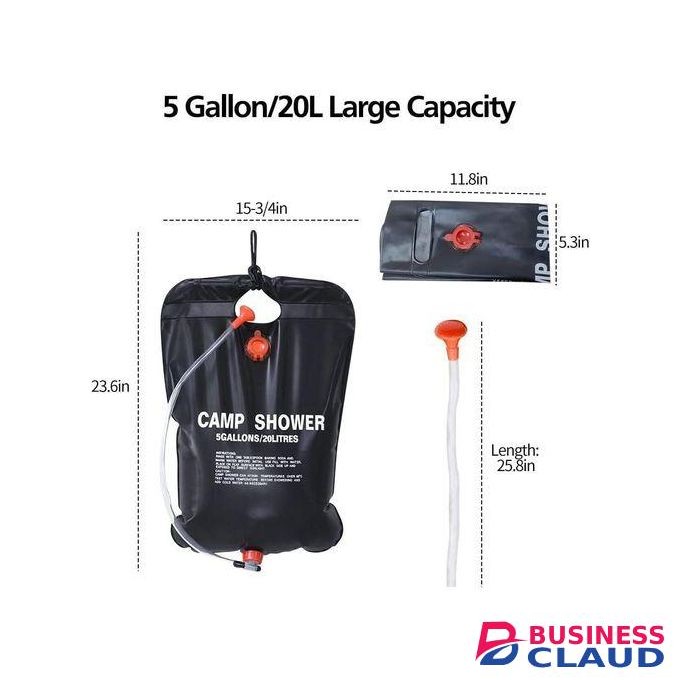 20L Camping Shower Bag, Portable Shower Bag With Removable Hose And On-Off Switchable Shower Head For Camping Beach Swimming Outdoor Traveling
