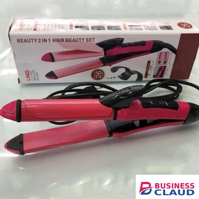 2-in-1 Ceramic Hair Straightener & Curler (26mm) - Nano Ceramic Coating Flat Iron & Tong for Straight Hair & Perfect Curls - Professional Beauty Tool