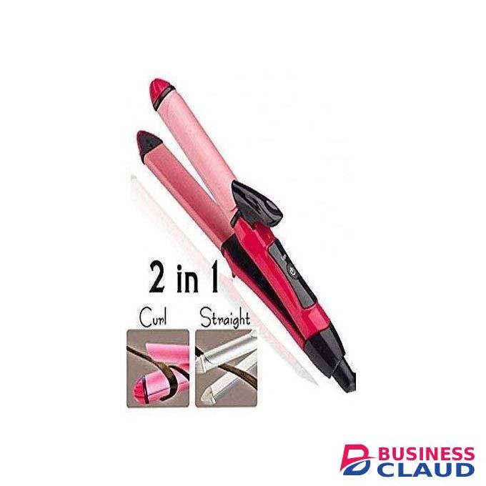 2-in-1 Ceramic Hair Straightener & Curler (26mm) - Nano Ceramic Coating Flat Iron & Tong for Straight Hair & Perfect Curls - Professional Beauty Tool