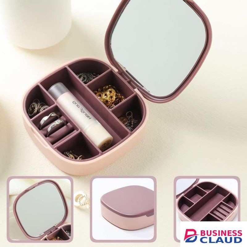 Jewelry Box Small Jewelry Storage Box Portable Simple Jewellery Box with Mirror Gift for Women Jewelry Organizer for Women