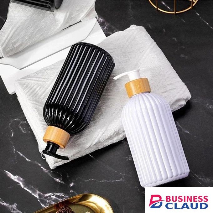 500ml Strip Soap Dispenser with Bamboo Pump Refillable Shampoo Conditioner Hands Dishes Liquid Bottle for Kitchen Bathroom