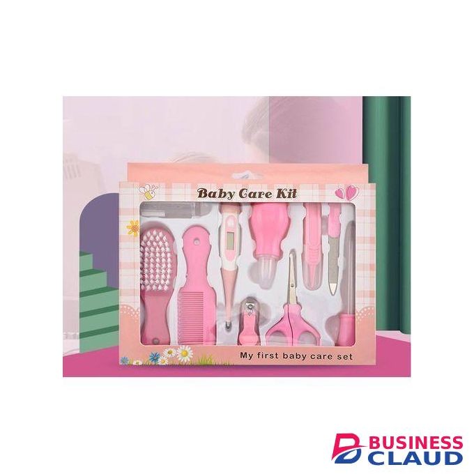10 PCS SET SMALL BABY CARE GROOMING KIT/ ESSENTIAL NURSERY CARE KIT FOR NEWBORN - Pink