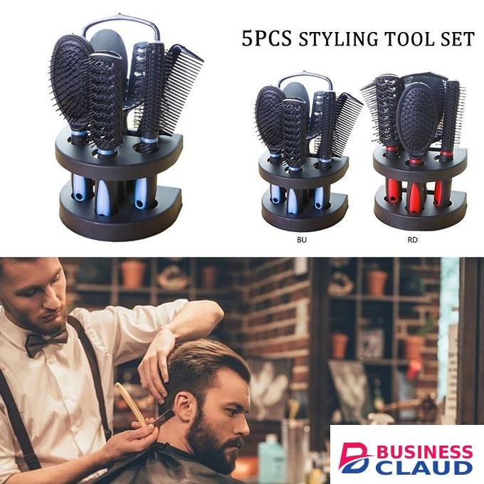 5pcs set Comb Brush Set with Mirror Hair Brush Holder Professional Massage Comb Cosmetic Hair Styling Tool Set