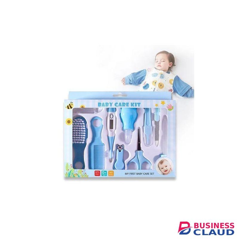 10 PCS SET SMALL BABY CARE GROOMING KIT/ ESSENTIAL NURSERY CARE KIT FOR NEWBORN - Blue