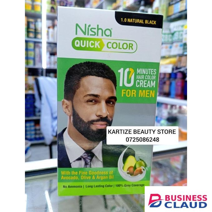 Nisha Best natural black 10 minutes hair colour cream for men with no ammonia enriched with fine goodness of avocado ,olive and argan oil (Natural Black)