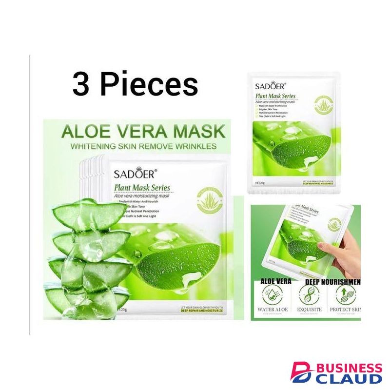 SADOER 3 Pieces Face Hydrating And Moisturizing Aloe Vera Facial Sheet Mask FAce Mask