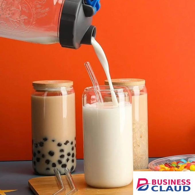 500ml Glass Cup With Lid and Straw Transparent Bubble Tea Cup Juice Glass Beer Can Milk Mocha Cups Breakfast Mug Drinkware