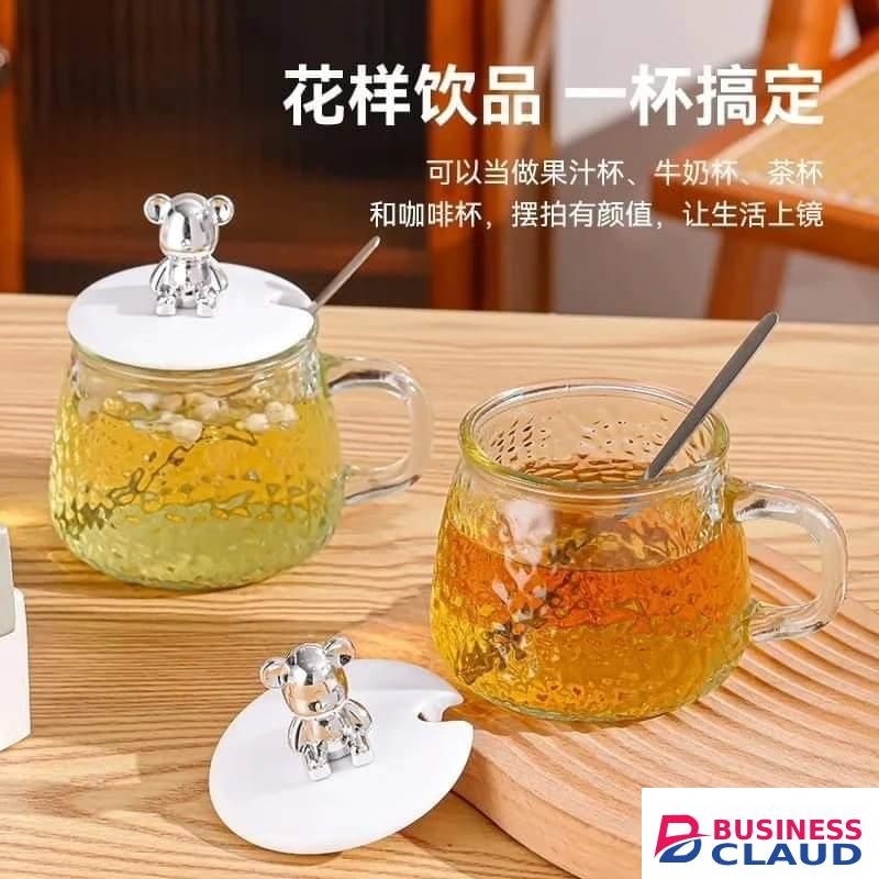 2 Pcs Borosilicate Glass Cup With Lid