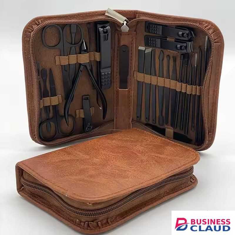 26pcs Professional Manicure Pedicure Set – Complete Grooming Nail Care Kit with Nail Clippers & Beauty Tools – Brown