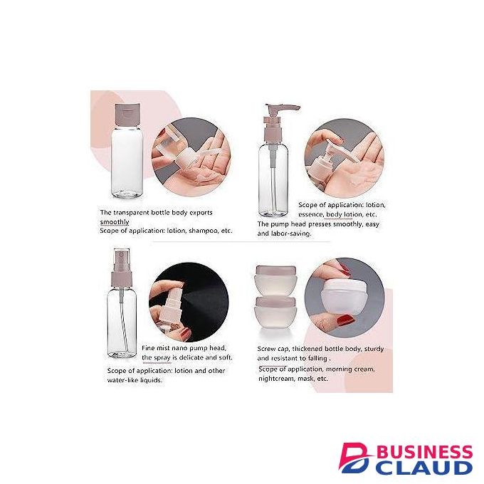 11pcs Travel Refillable Bottle Set- Spray or Lotion or Shampoo or Shower Gel Tube