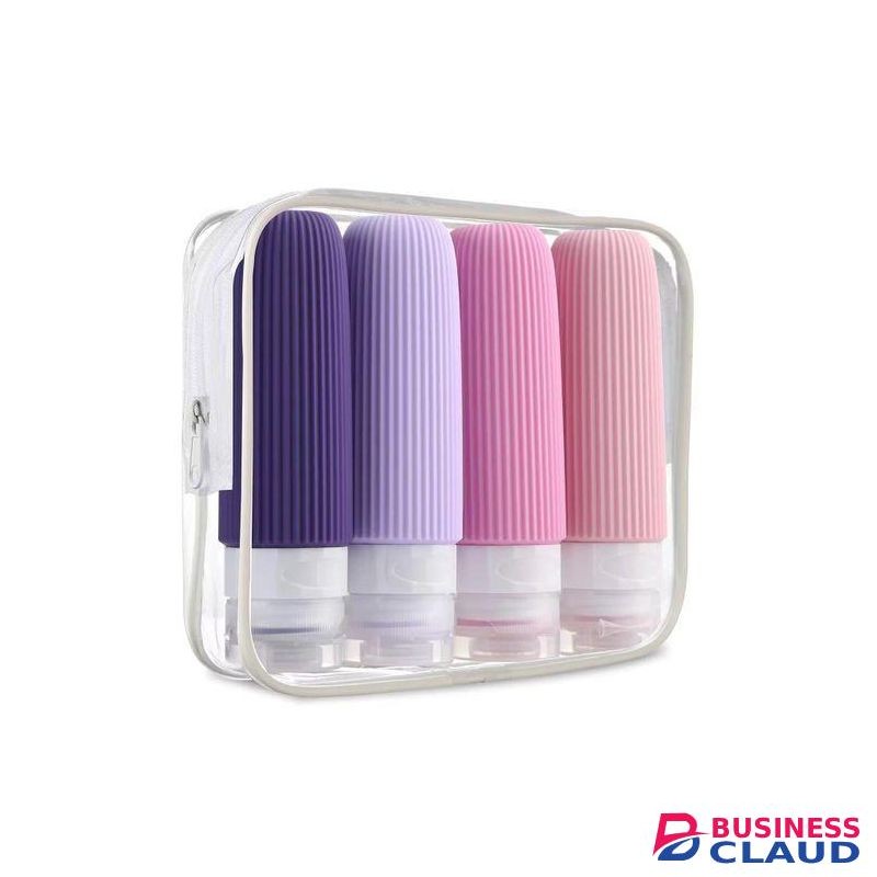 100 ml silicone lotion squeeze bottle / travel toiletry cosmetic bottle set Comes as a set of 4 plus bag