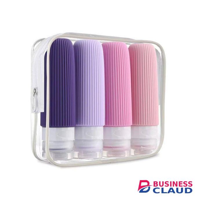 100 ml silicone lotion squeeze bottle / travel toiletry cosmetic bottle set Comes as a set of 4 plus bag